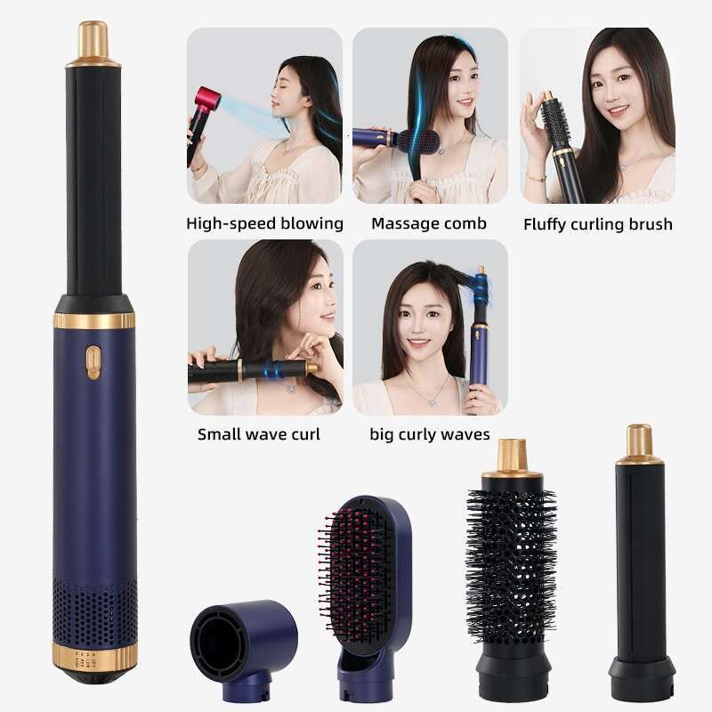 5-In-1 Iron Curling And Straightening Dual-Use All-In-One Blow Styling Fluffy Comb Negative Ion Hair Dryer