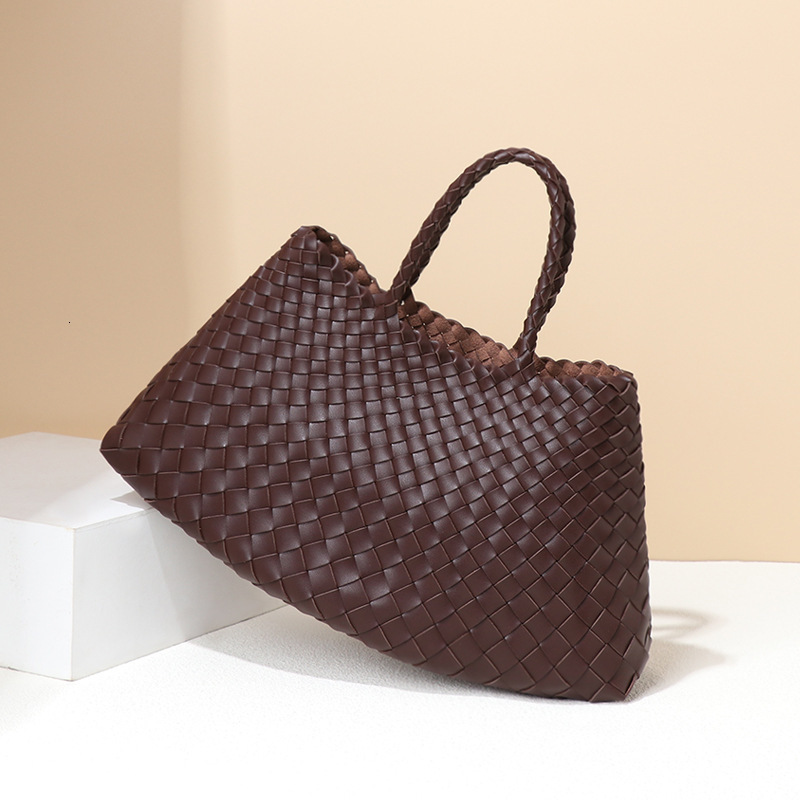 Sasa Style French Basket Handwoven Artistic Versatile High-end Handbag Soft Leather Women's Bag