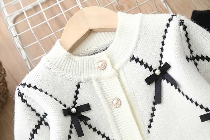 Girls Woolen Jersey Clothes Sets Spring Autumn 2025 Children Knitted Sweaters Coats Skirts 2pcs Dress Suit For Baby Outfits Kids L250926MS4I