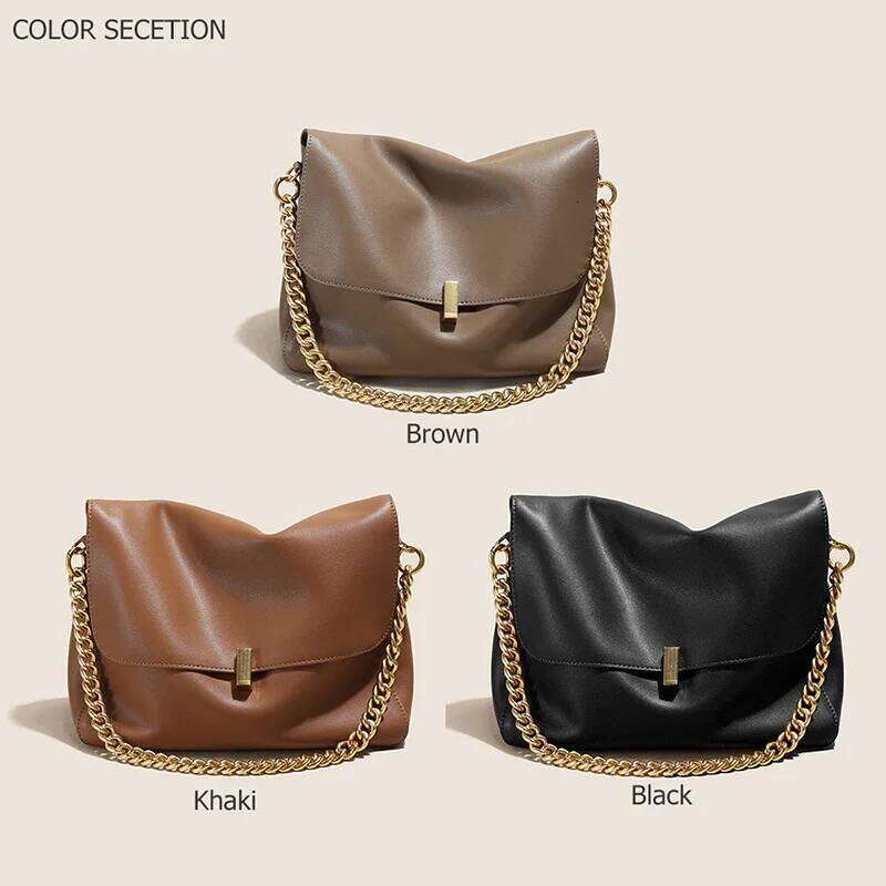 New Genuine Cow Leather Shoulder Chain For Women Large Capacity Crossbody Handbag Messenger Tote Bag Designer