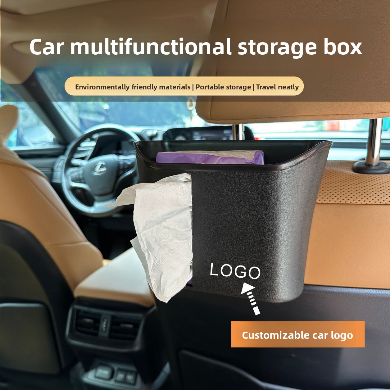 Car Door Trash Can, Seat - Back Hanging Storage Bin, Multifunctional for Car & Home, Organize Clutter-NO10