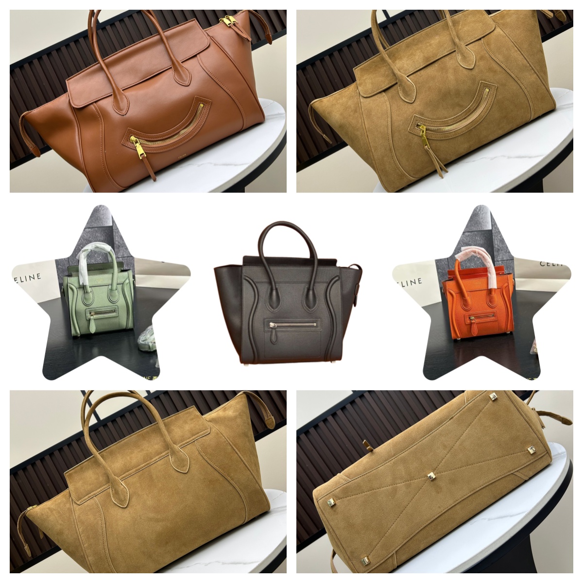 Men's and women's fashionable handbags, black smiling-style shoulder bags, high-quality handbags, ladies' shopping bags, large capacity backpacks, various style options