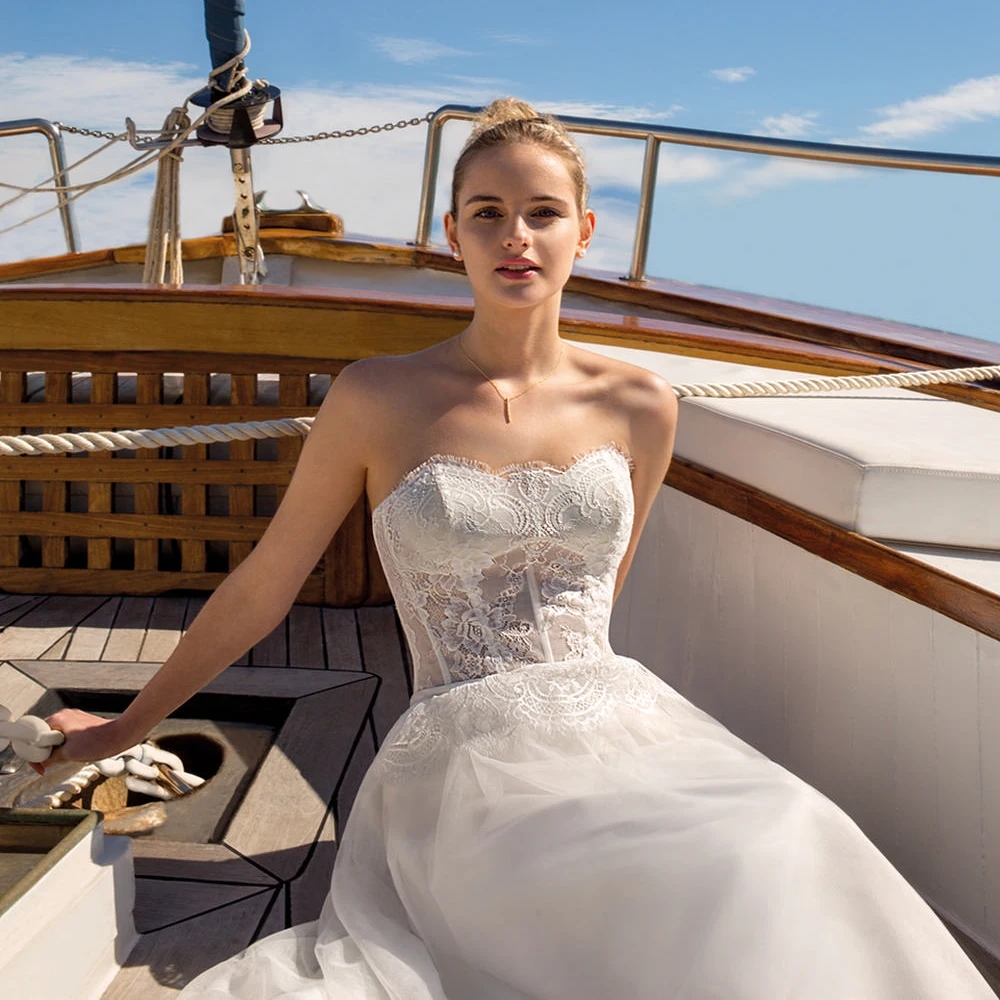 New Arrival Wedding Dress 2026 Strapless Top Lace Sleeveless Tulle Floor Length A Line Bridal Party Grown Vestidos De Novia