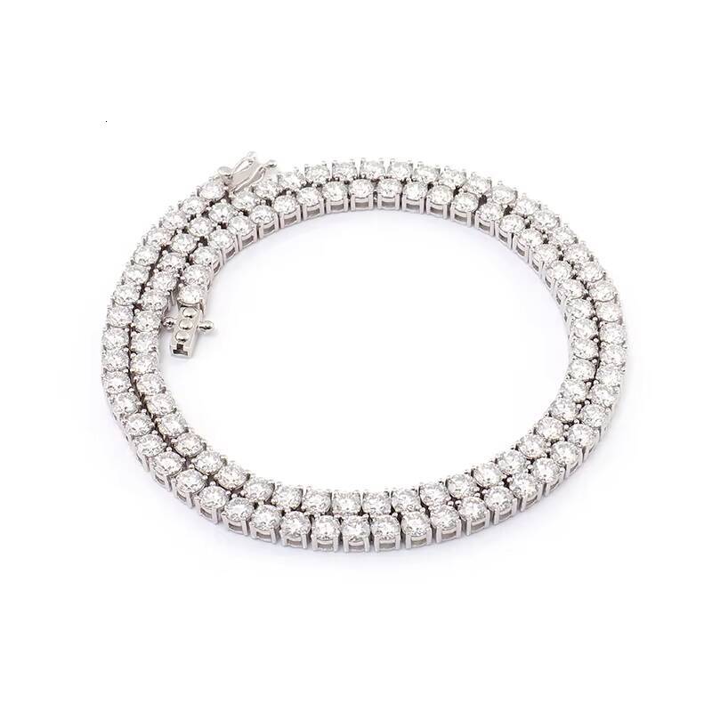 9K10K White Gold Tennis Chain 3mm 16 Inch 24 Inch Moissanite Prong Setting Hiphop Style for Man Women New Arrival