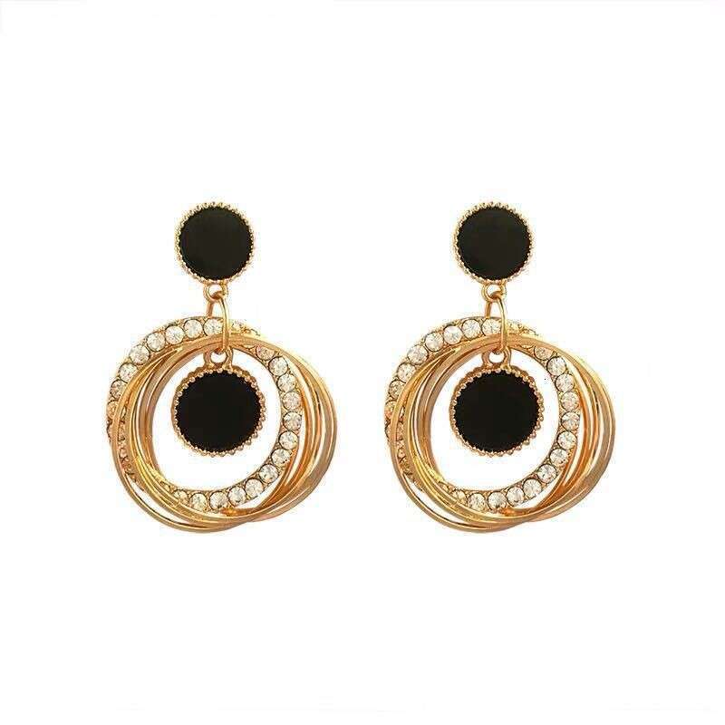 2025 New Trendy Korean Style Ins Personality Stud Long Circle Drop Earrings