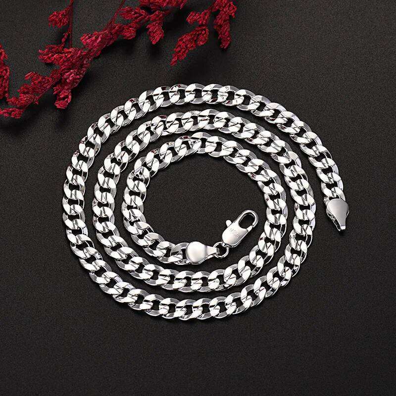 Hot sterling Sier charm 7MM Chain Necklace For Women man Fashion Party Wedding Accessories Jewelry holiday gifts
