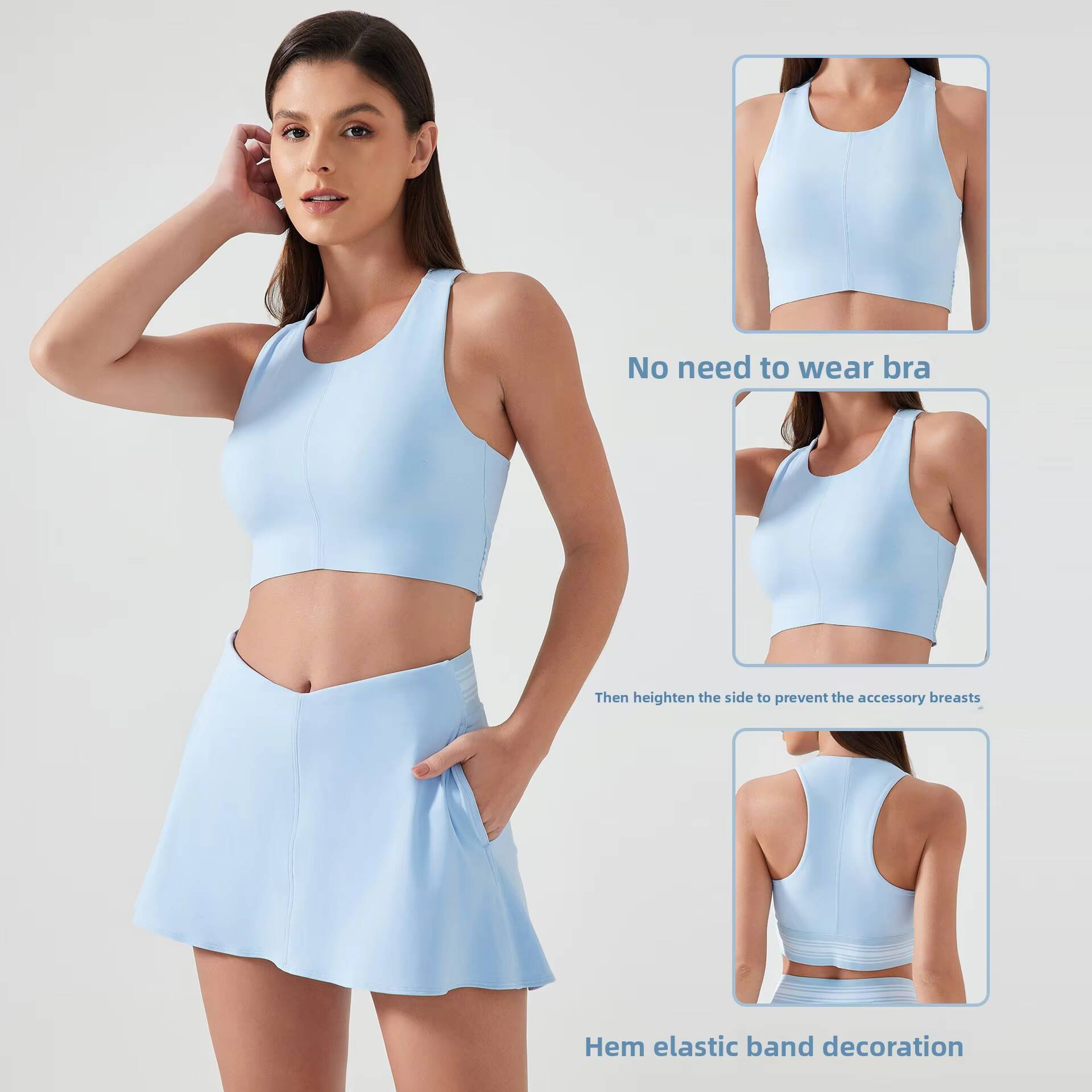 New HighIntensity VestStyle Sports Bra with Racerback Design NakedFeel Gathering Side Support Plus Size Yoga Bra