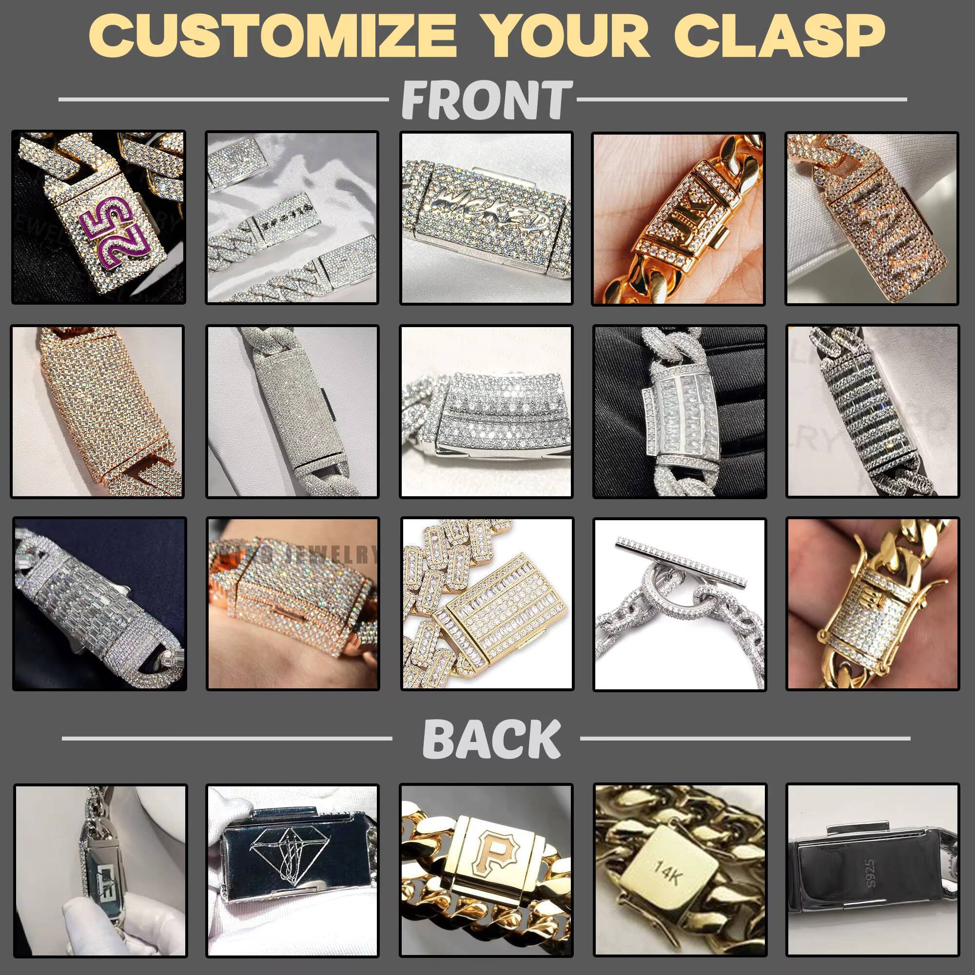 Hip Hop 10MM Hiphop Jewelry Bust Down Moissanite Diamond 925 Silver VVS Moissanite Iced Out Cuban Link Chain