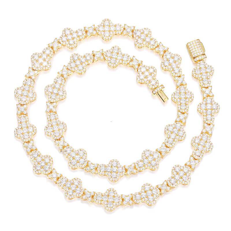 Hip Hop Style Iced out Gold Plated Brass Cross Link Chain Bracelet and Statement Necklace with Zirconia Diamond for Parties