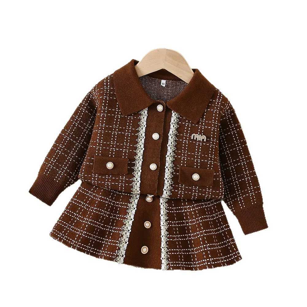 Girls Dress Clothes Sets Spring Autumn Children Woolen Jersey Sweaters Coats Skirts Kids Princess Suit For Baby Outfits Kids 6Y L250926J68G