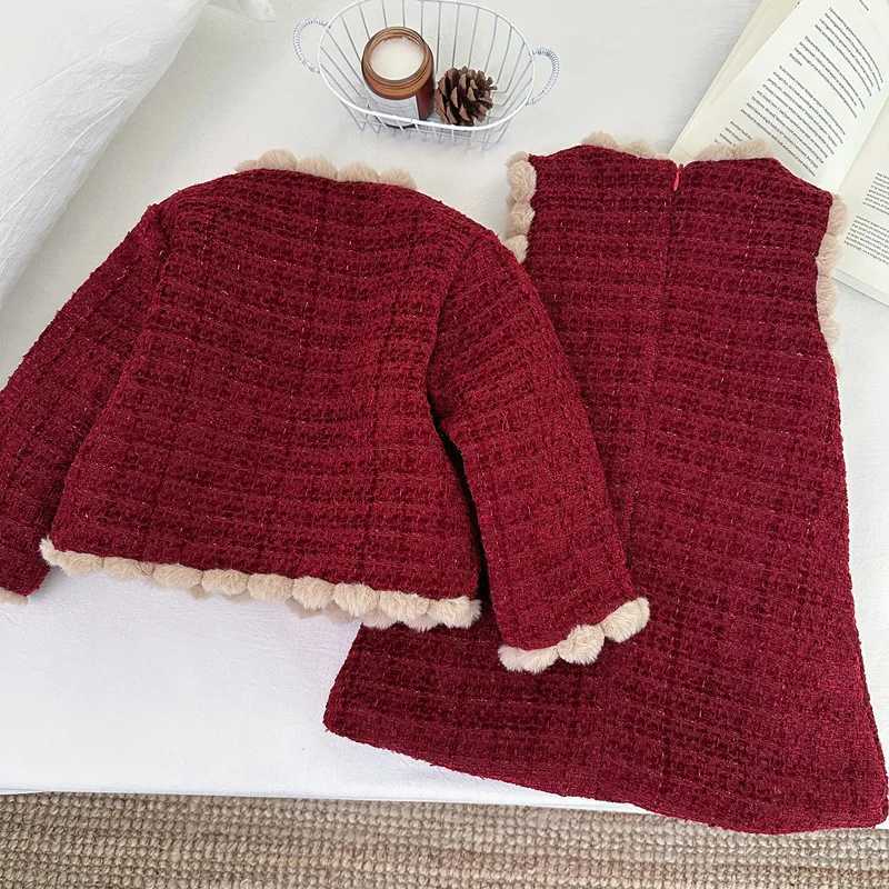 Girls Xiaoxiangfeng cotton set winter 2025 new baby foreign style thickened jacket vest skirt twopiece set L2509264WFW