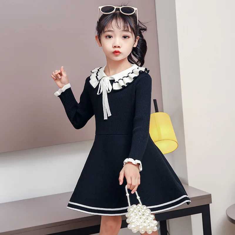 Winter Childrens Clothing Baby Knitted Long sleeved Girl Princess Dress Warm and Fashionable Sweater Girl Knitted Dress L250926FGJ6