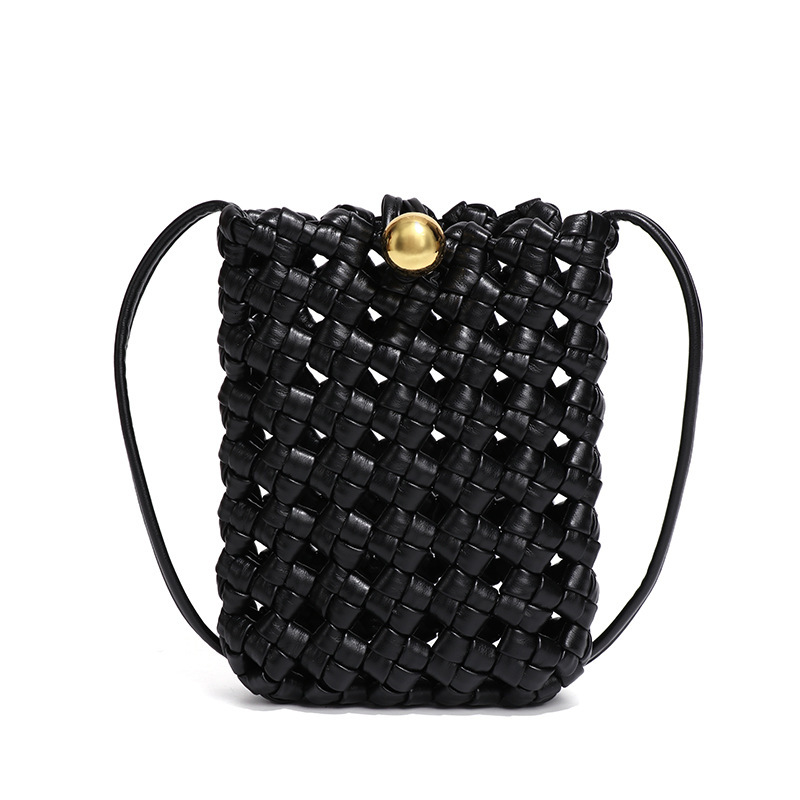 Milad Style Handwoven Convenient Compact Mini Shoulder Crossbody Phone with Gold Plated Buckle Small Square Bag