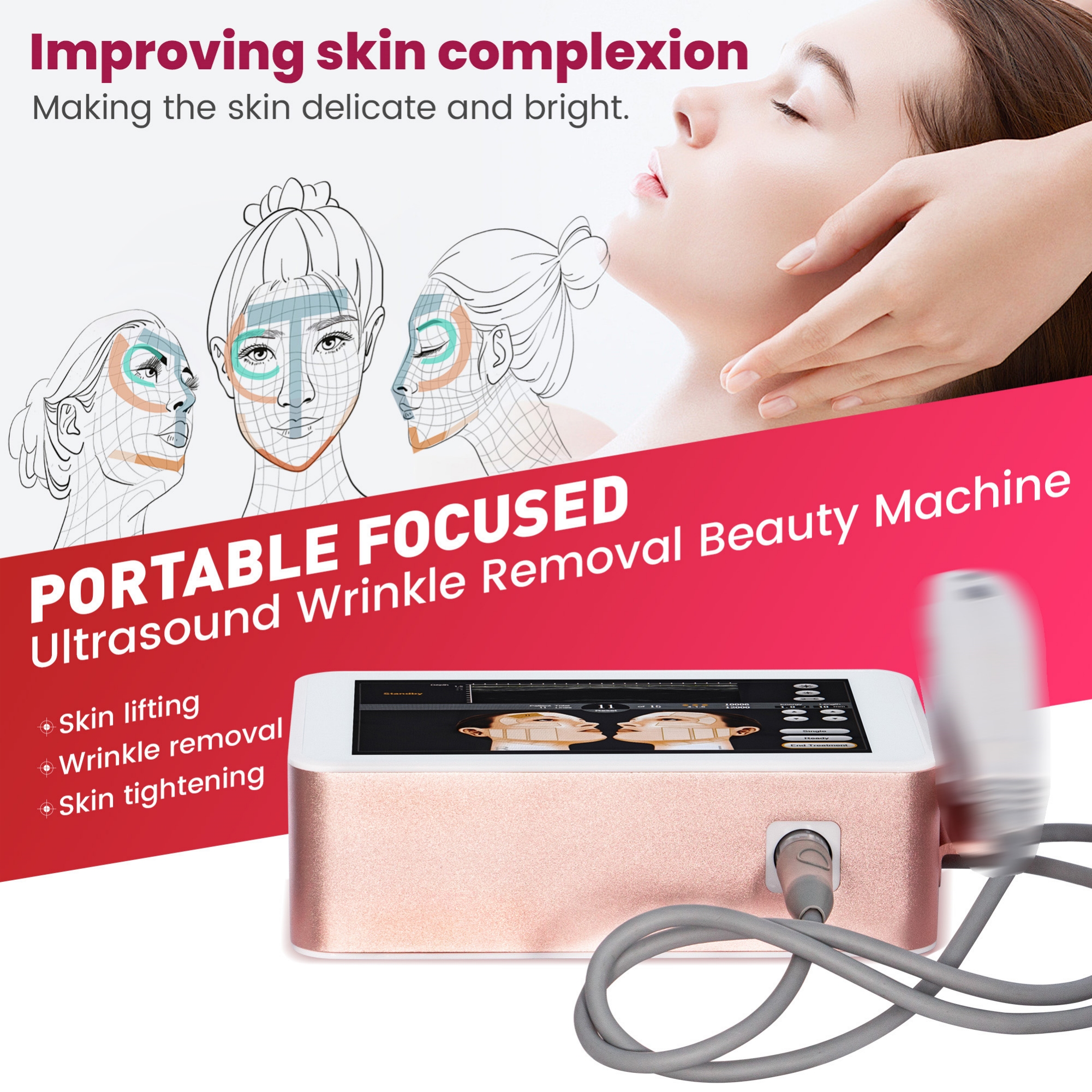 7D HIFU Facial Beauty Machine Ultrasound Wrinkle Removal Skin Tightening Lifting Improve Skin Elasticity Professional Aesthetic Salon Device