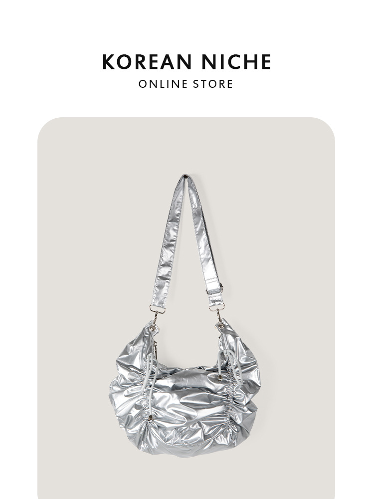 Summer New Style Japanese And Korean Niche Design High-End Sense Drawstring Pleated Versatile For Commuting Large Capacity One-Shoulder Bag