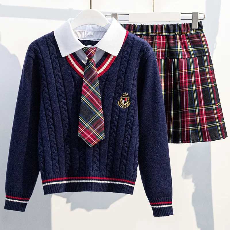 School Uniform for Teens School Uniform for Girls Children Costume Kids Suit Preppy Sweater Skirt Clothes for Girls 12 13 14 L250926IPV2