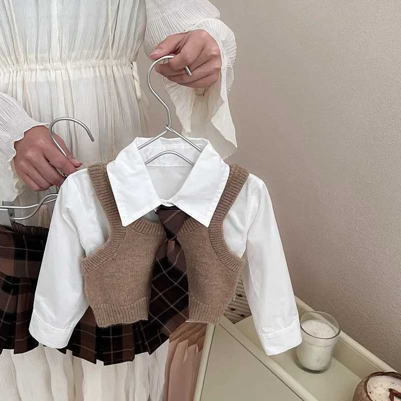 Childrens Clothing Set 2025 Autumn New Item Childrens Shirt Knitted Vest Short Skirt Three Piece Set Toddler Girl Clothes L250926T31K