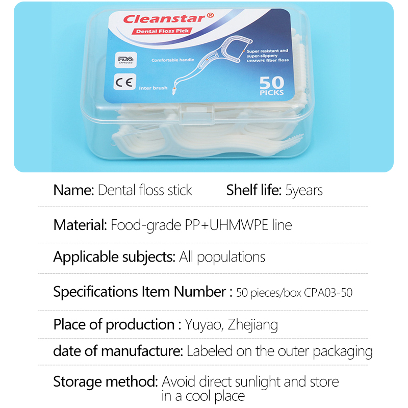 CPA03-50 Dental Floss Picks Convenient Oral Care Gift Set Family Size Fine Round Floss Picks