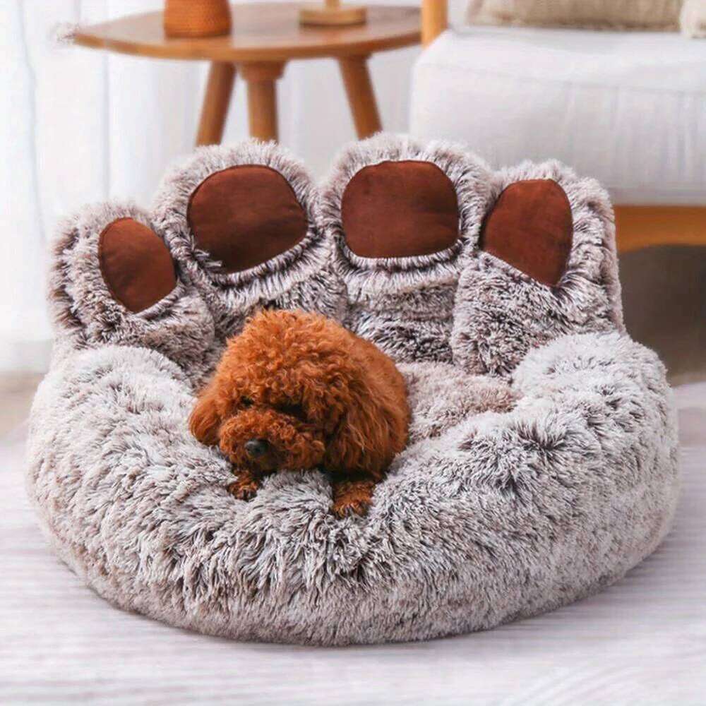 designer brand Cat Sofa Cute Bear Paw Shape Comfortable Cozy Pet Sleeping Beds For Small Medium Large Soft Fluffy Cushion Dog Bed