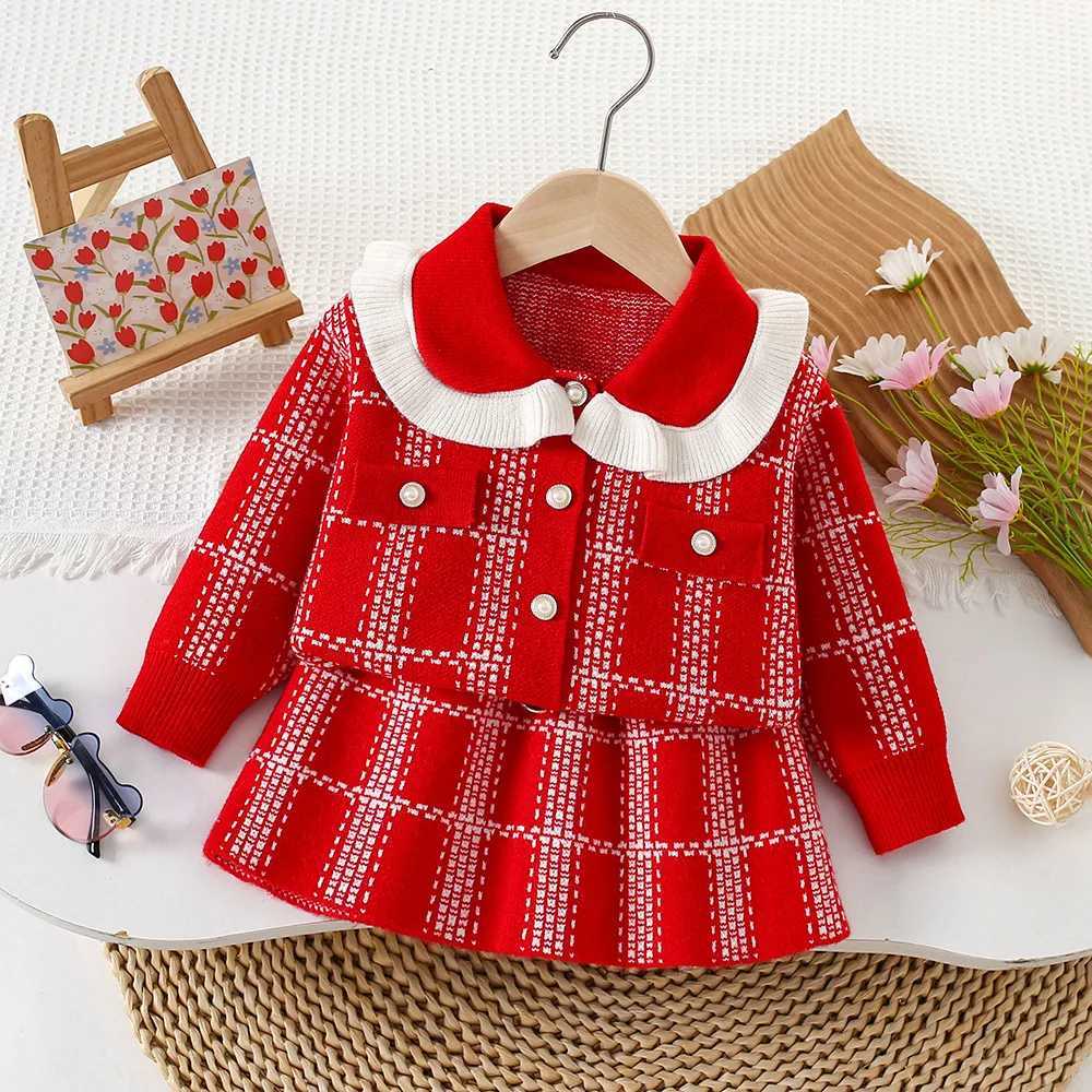 Childrens jumper set autumn winter new baby girl fragrant style son knitting overskirt British fashion jumper set 90120cm L250926921V