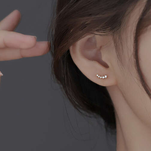Fashion Simple Meteor Row Dia Shiny Ins Niche Design Versatile Fresh High-end Light Earrings