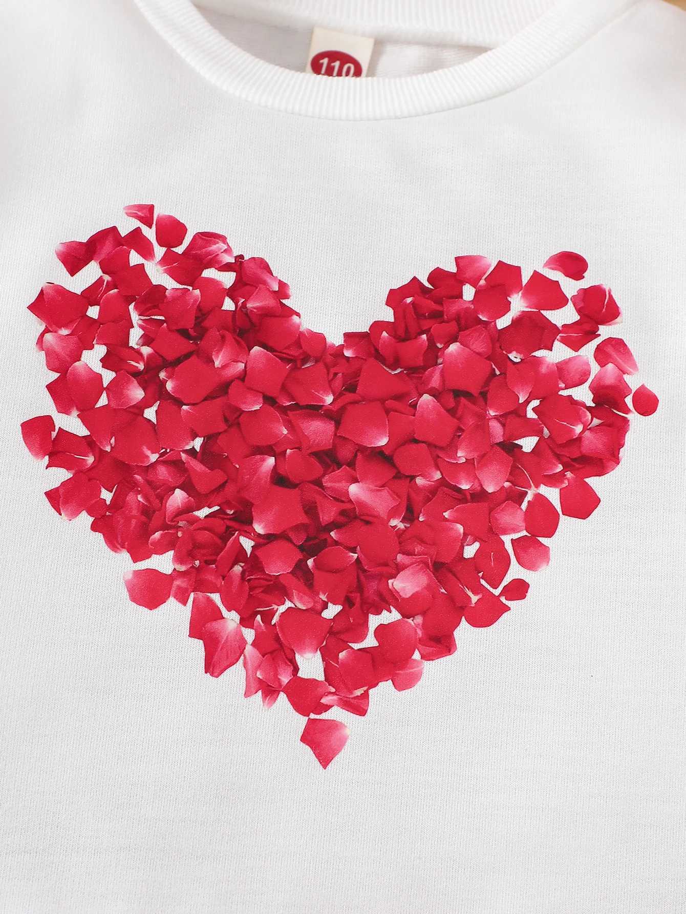 Spring 310y Kids Girls Clothes Heart Printing Tops Pleated Skirt 2pcs Sets Childrens Outdoor Daily Wear Valentines Day Gift L250926U4TQ