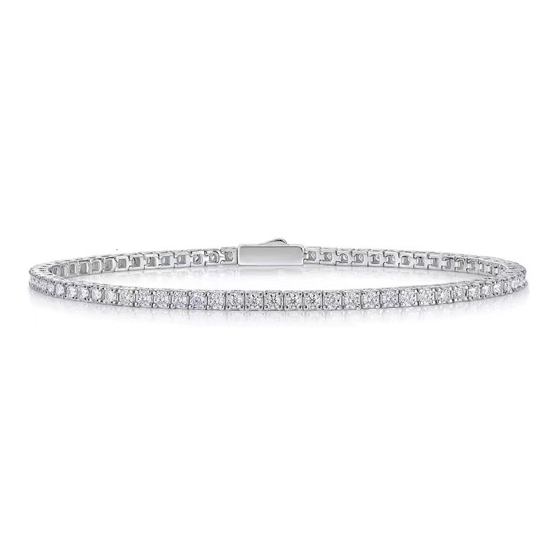 Iced Out Round Cut Moissanite Diamond 65 MM Tennis Bracelet 925 Sterling Silver Stylish and Elegant For Him Her Hip Hop Jewelry