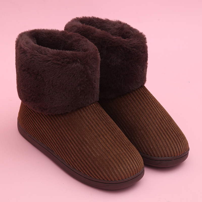 Home High-Top Fleece-Lined Thick-Soled Couple's Knitted Winter Indoor Cotton Slippers Snow Boots ddmymarket