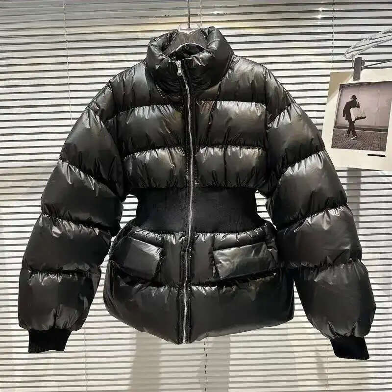 Winter New Item Niche Stand Up Collar Threaded Waist Cotton-Padded Coat For Women Fashion Zipper Warm Jacket