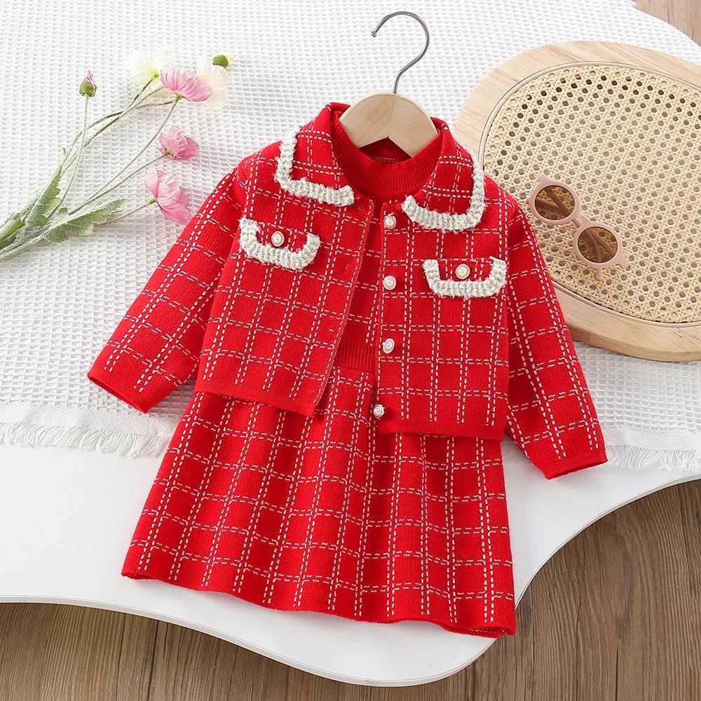 Girls Dresses Clothes Sets Spring Autumn Children Woolen Jersey Sweaters Coats Vest Dress Kids Princess Suit Baby Knitted Outfit L250926I9NB