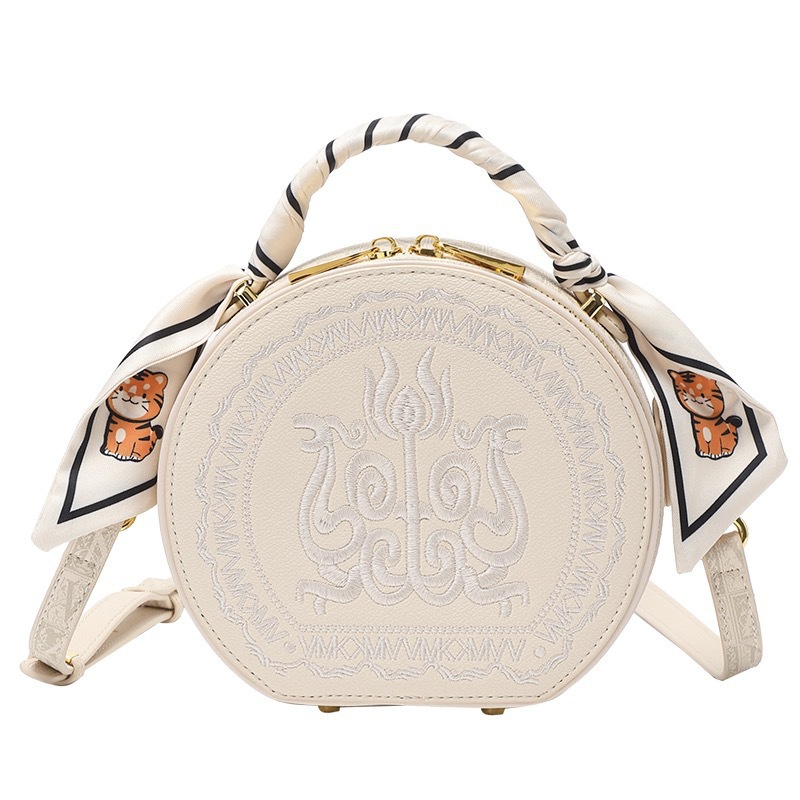 Designer bags embroidery round cake bag women's 2025 new trend niche fashion small round bag versatile single shoulder crossbody