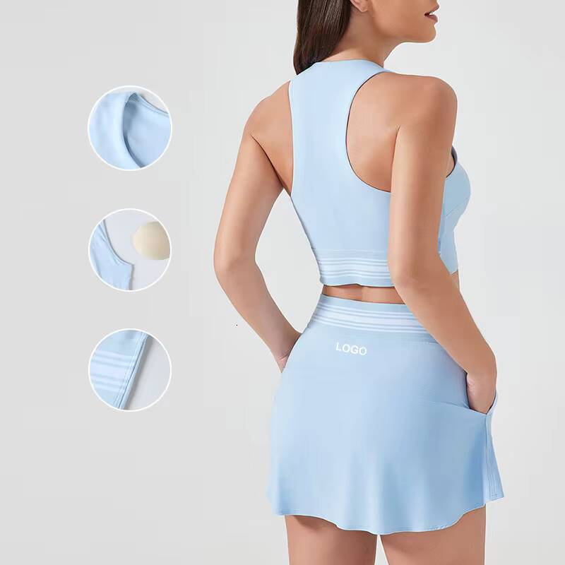 D25020D25021 Wholesale Athletic Clothing Gym Fitness Sports Workout Tennis Vest Skirts Yoga Sets