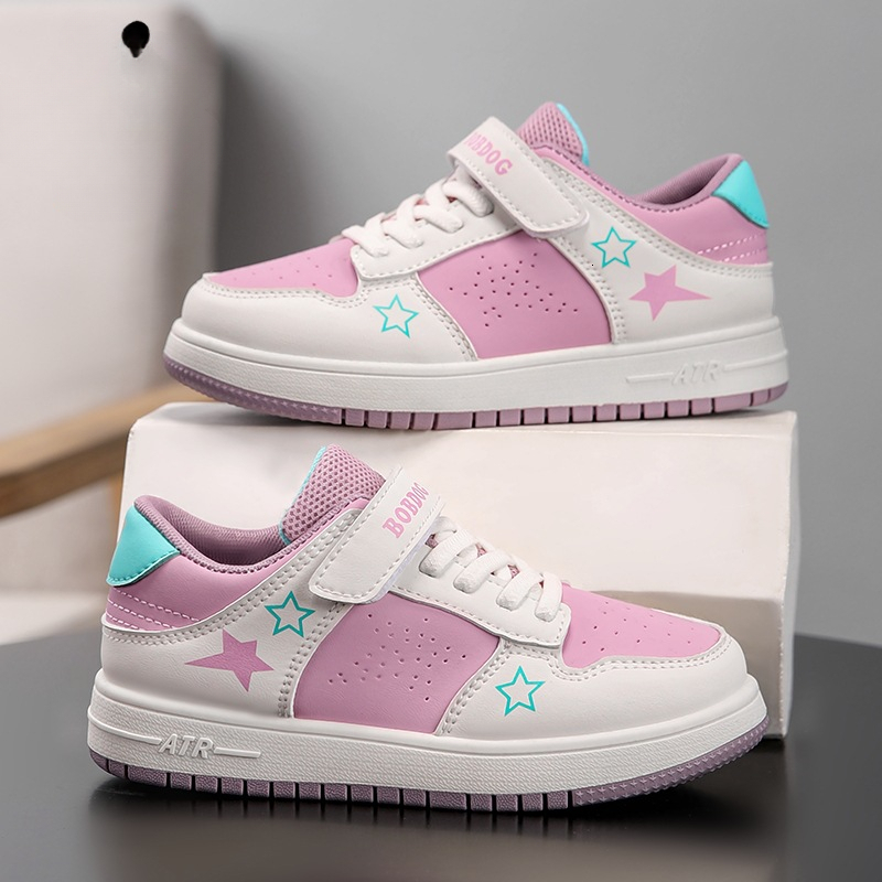 Women's new sports shoes autumn and winter new leather children's shoes low top fashionable casual trend sports shoes