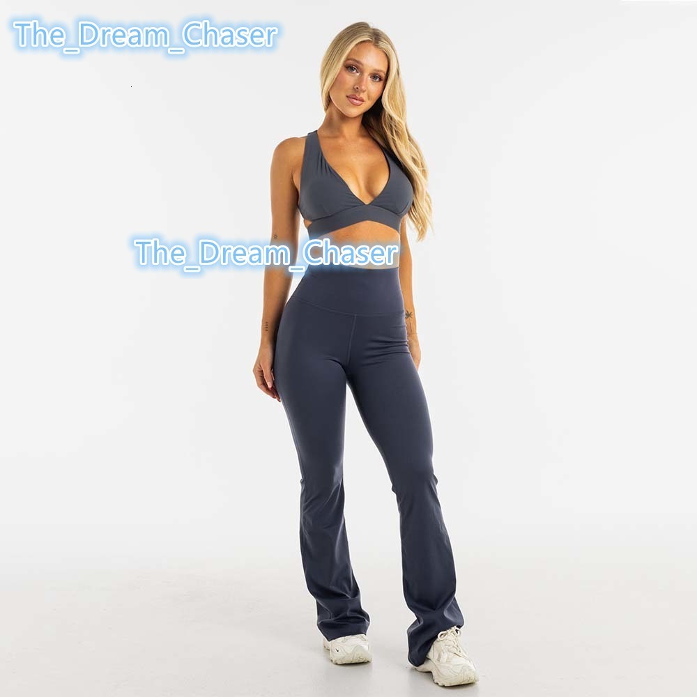 Premium Quality Smoke Grey OEM Womens Sets 2 Piece Set Women Flare Ribbed Leggings Stretchy Flexible And High Waist Yoga Set