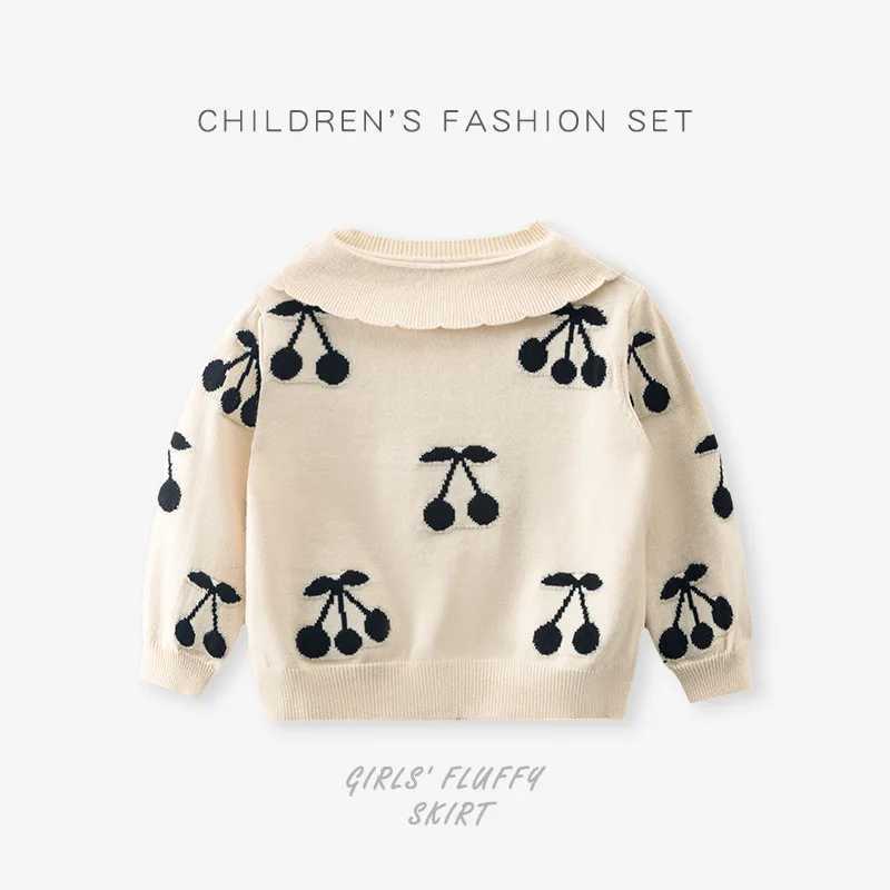 Korean Kid Set Baby Girls Suit Autumn Knitted Long Sleeve Childrens Sweater Skirt Set Girl Lovely Print Pleated Skirt WS305 L250926QSZH