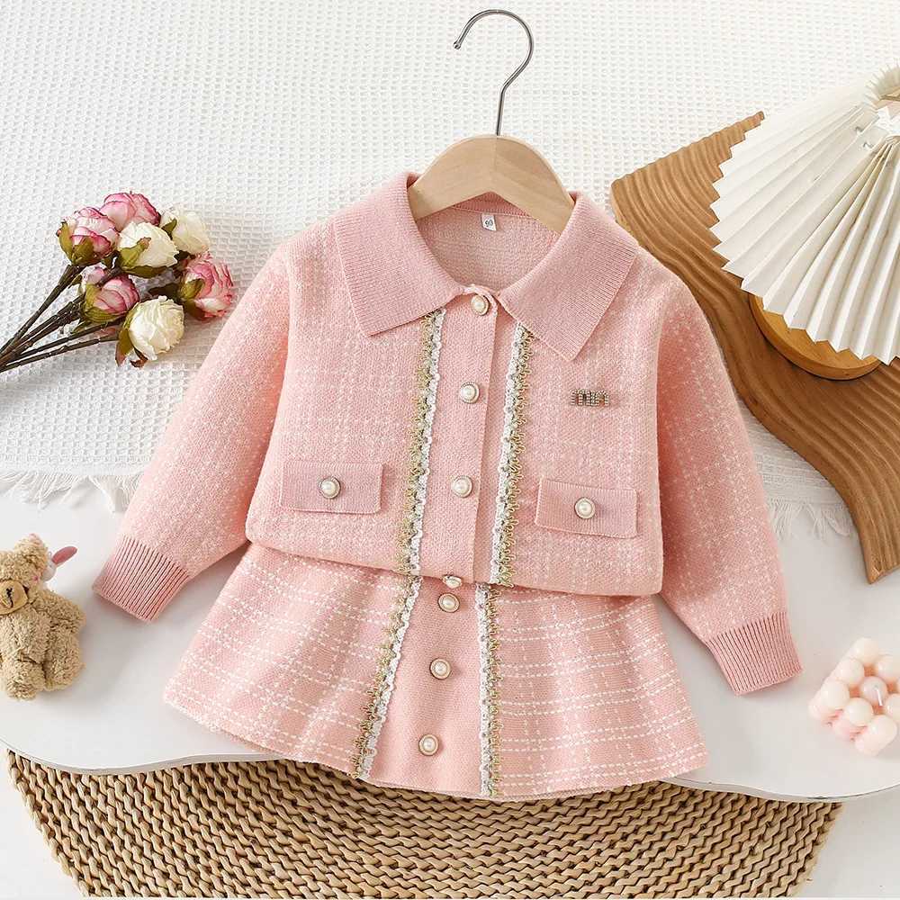 Girls Dress Clothes Sets Spring Autumn Children Woolen Jersey Sweaters Coats Skirts Kids Princess Suit For Baby Outfits Kids 6Y L250926J68G