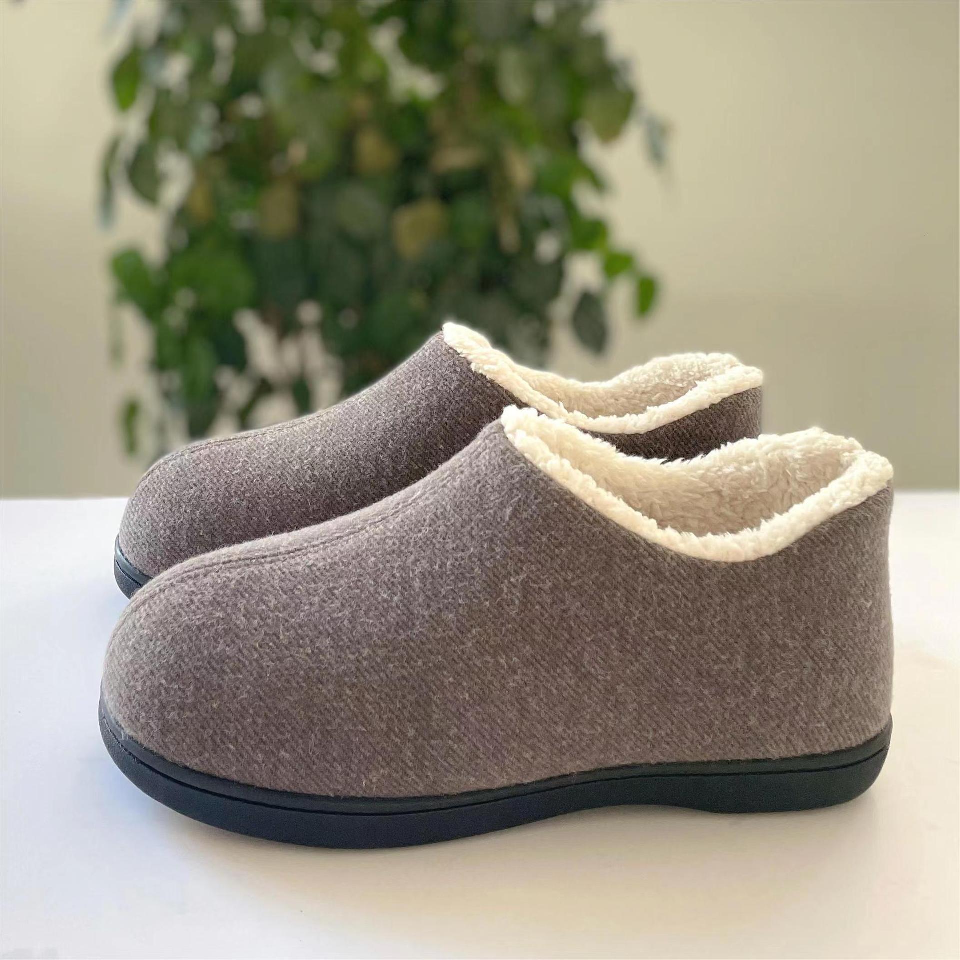 Memory Foam Thickened Fleece-Lined Warm Knitted Fabric Home Cotton Slippers for Men and Women Size ddmymarket