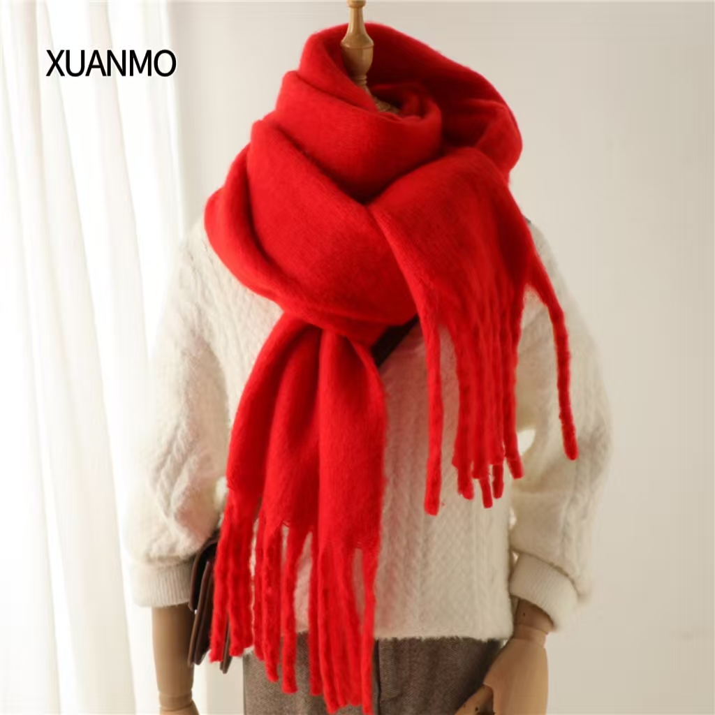K1976 Hot Recommendation Winter Korean Style Solid Color Thickened Scarf Women Wool Faux Cashmere Shawl High Cost Performance