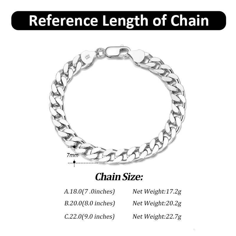 RINNTIN SB106 Hiphop Jewelry Chunky Miami Cuban Link Chains Bracelet 925 Sterling Silver Italy Silver 925 for Men