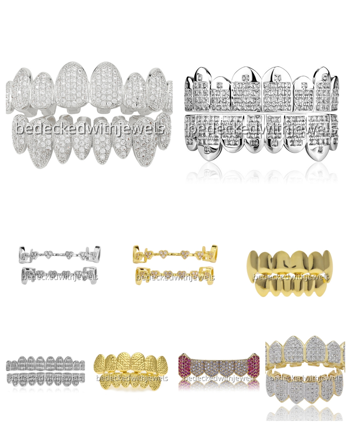 Custom Moissanite Grills - VVS Grade with Options for Gold & Silver Plate Finish | Men's Hip-Hop Jewelry 18K Gold Teeth Braces Punk Hip Hop Multi