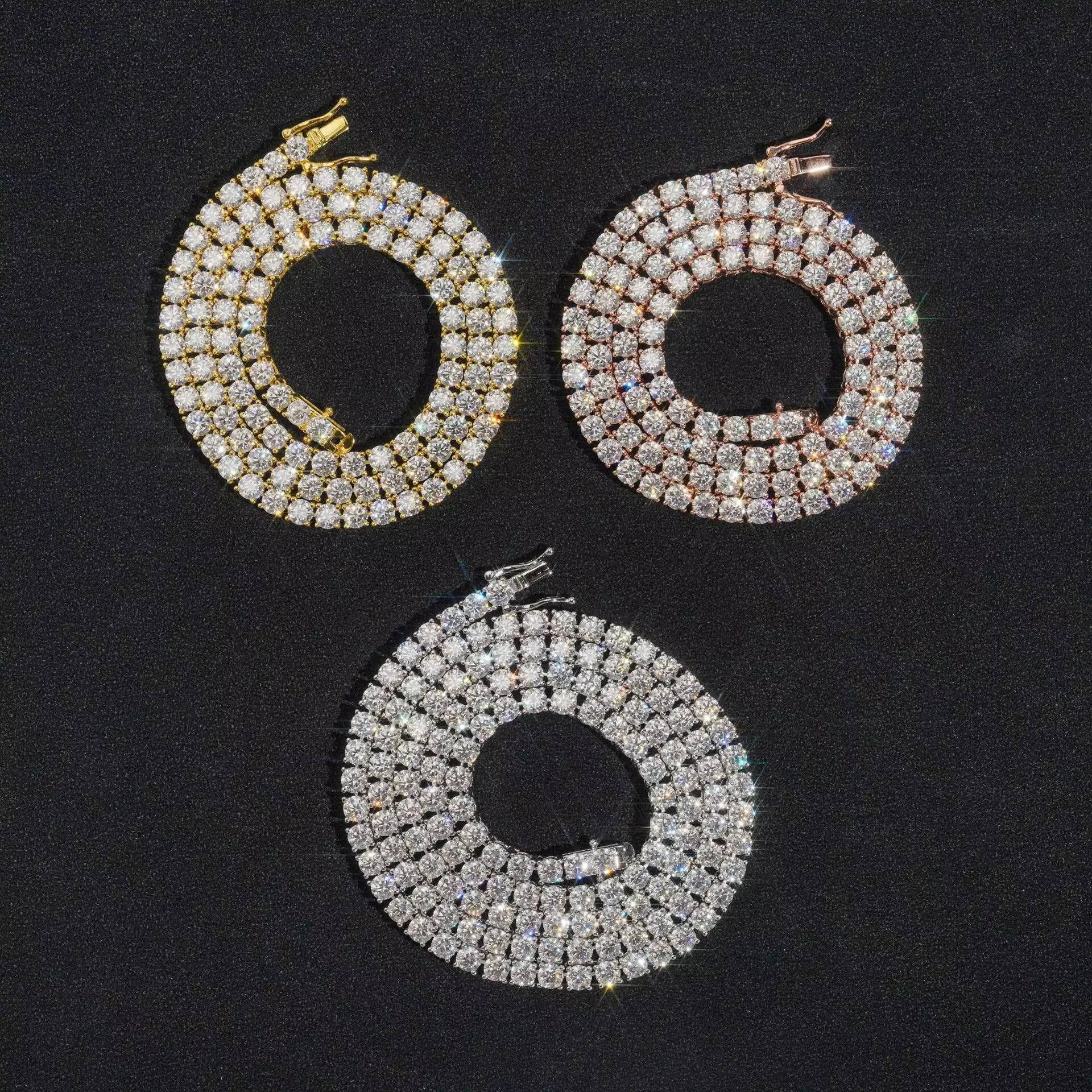 Custom GRA Jewelry 925 Sterling Silver Vvs Tennis Ice Out Lab Grown Diamond Mossanite Moissanite Necklace Chain for Women Men