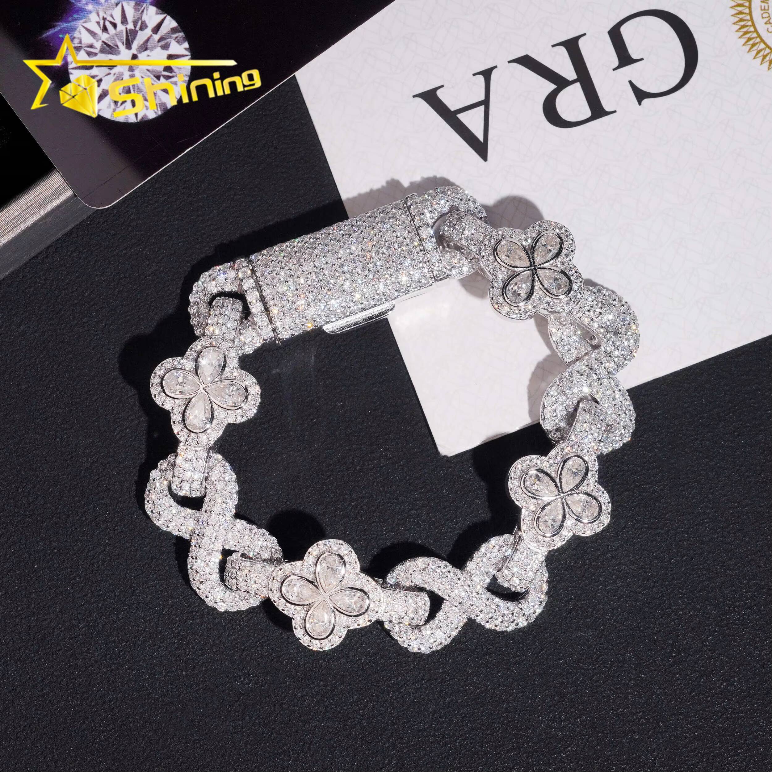 Pass Diamond Tester Hip Hop Jewelry Bling GRA Certified 925 Silver Infinity VVS Moissanite Bracelet