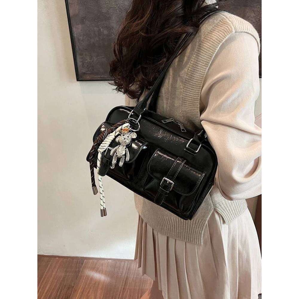 Ele Bowling Women's Handheld Underarm Versatile Trendy oulder Bag for Casual Ocns Soft PU Leather