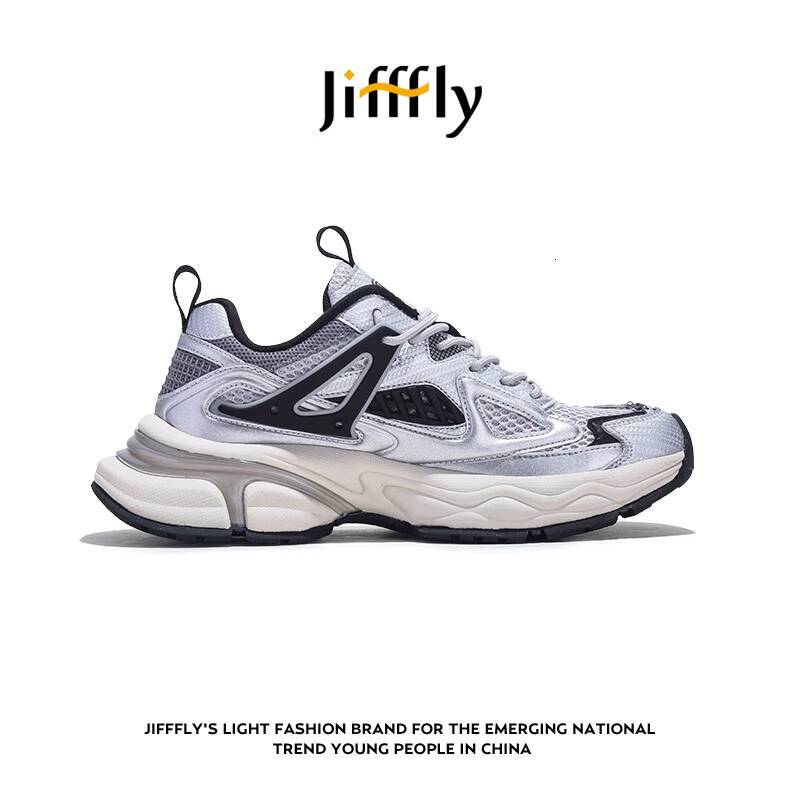 Jifffly silver Dad Sneakers for Women 2025 Autumn Winter Luxury shoes New Style Slimming Luxury bag Ins Trendy Versatile Height-Increasing Sports Shoe