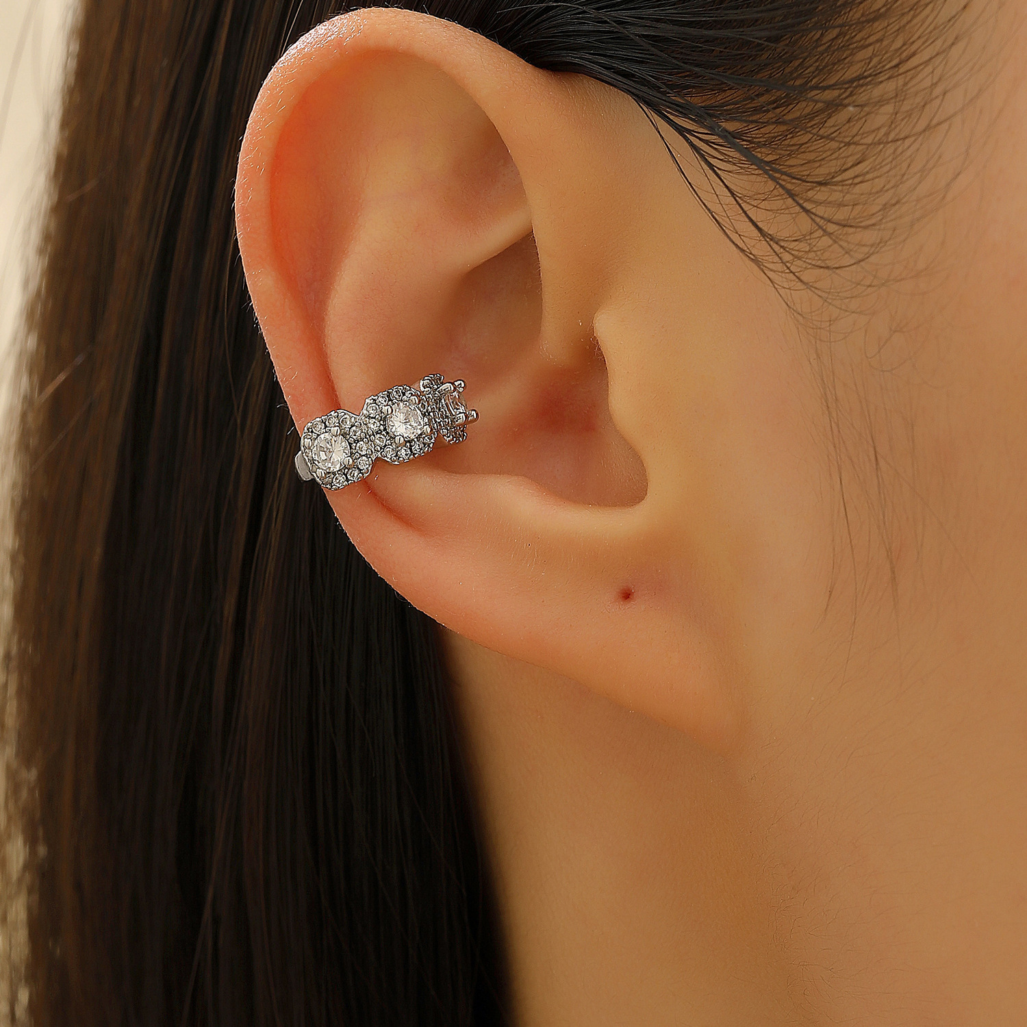 Single Cuff Ice Sugar Personality Unisex Jewelry Handsome Full Ear Clip Non-Pierced