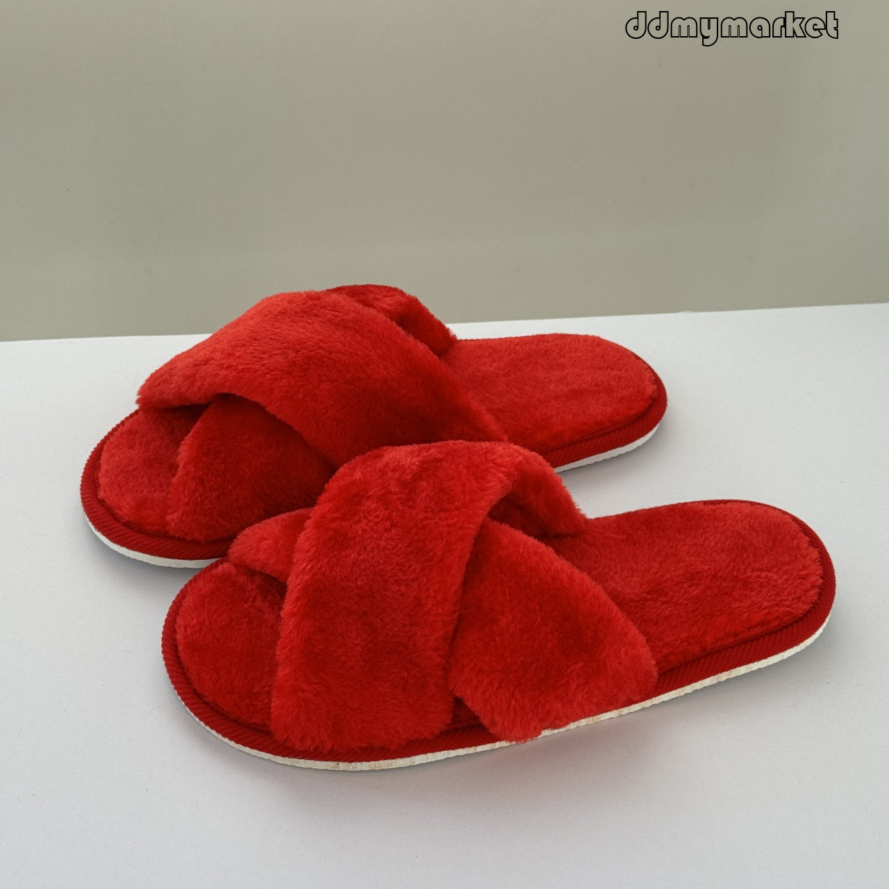 Ins Furry for Women, Outdoor Wear, Internet Celebrity 2022 New Autumn and Winter Cute Lazy Rabbit Fur Cross Cotton Slippers Trendy ddmymarket