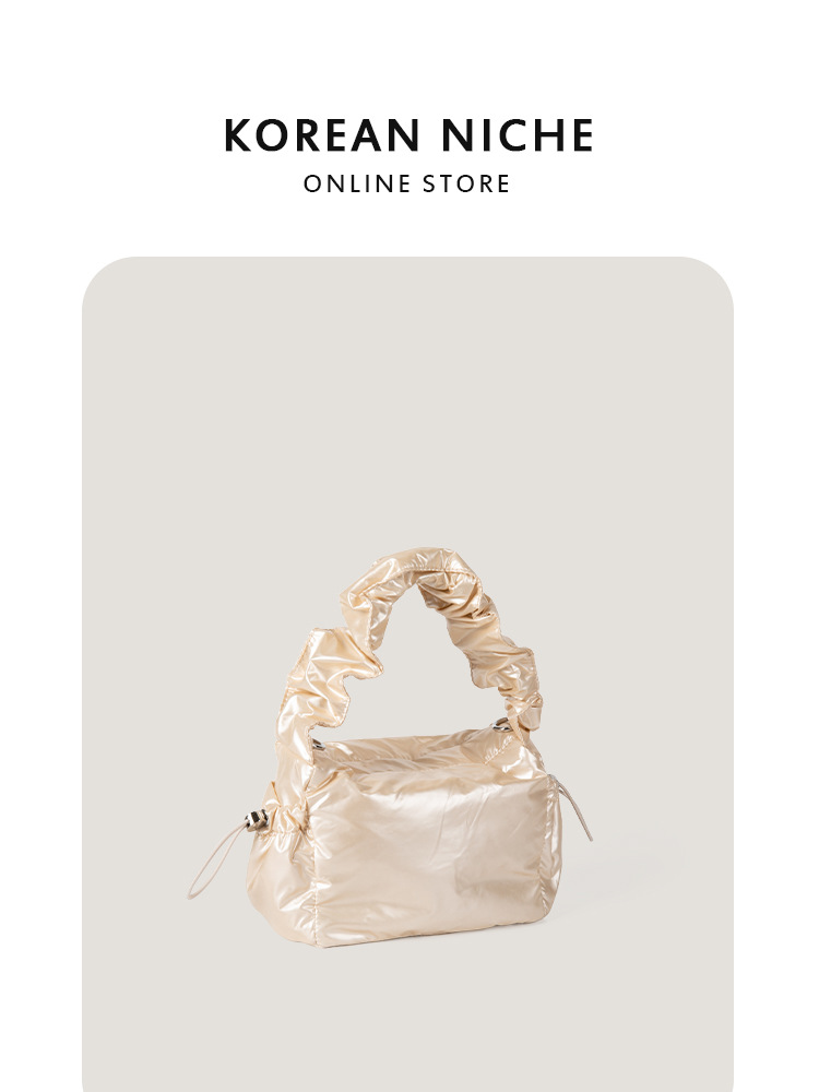 Korean-Style Niche Design Silk-Like Drawstring Pleated Crossbody For Women Fashionable And Versatile Shoulder & Armpit Bag