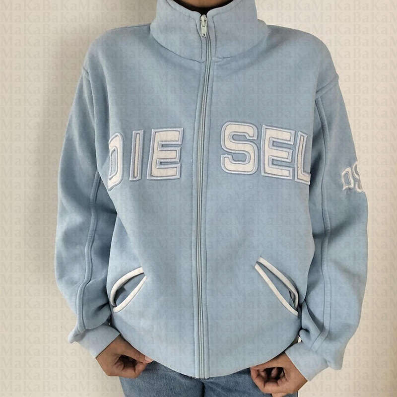 Autumn Winter Fashion Zipper Jacket with Letter Embroidery Pattern for Men and Women Y2K Loose Sweatshirt