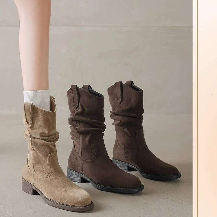 2025 New Melad Western Cowboy Short for Women Spring and Autumn Mid-Calf Martin Boots 01 e1