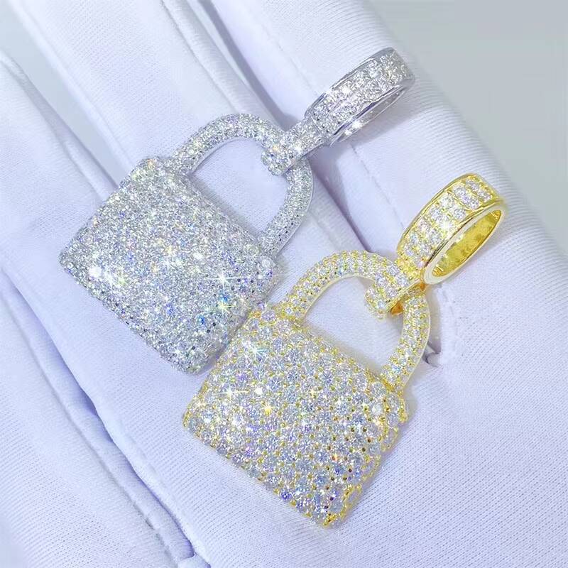 Iced Out Jewelry Hip Hop Moissanite Silver 925 Pendant Modern Lock Pendant